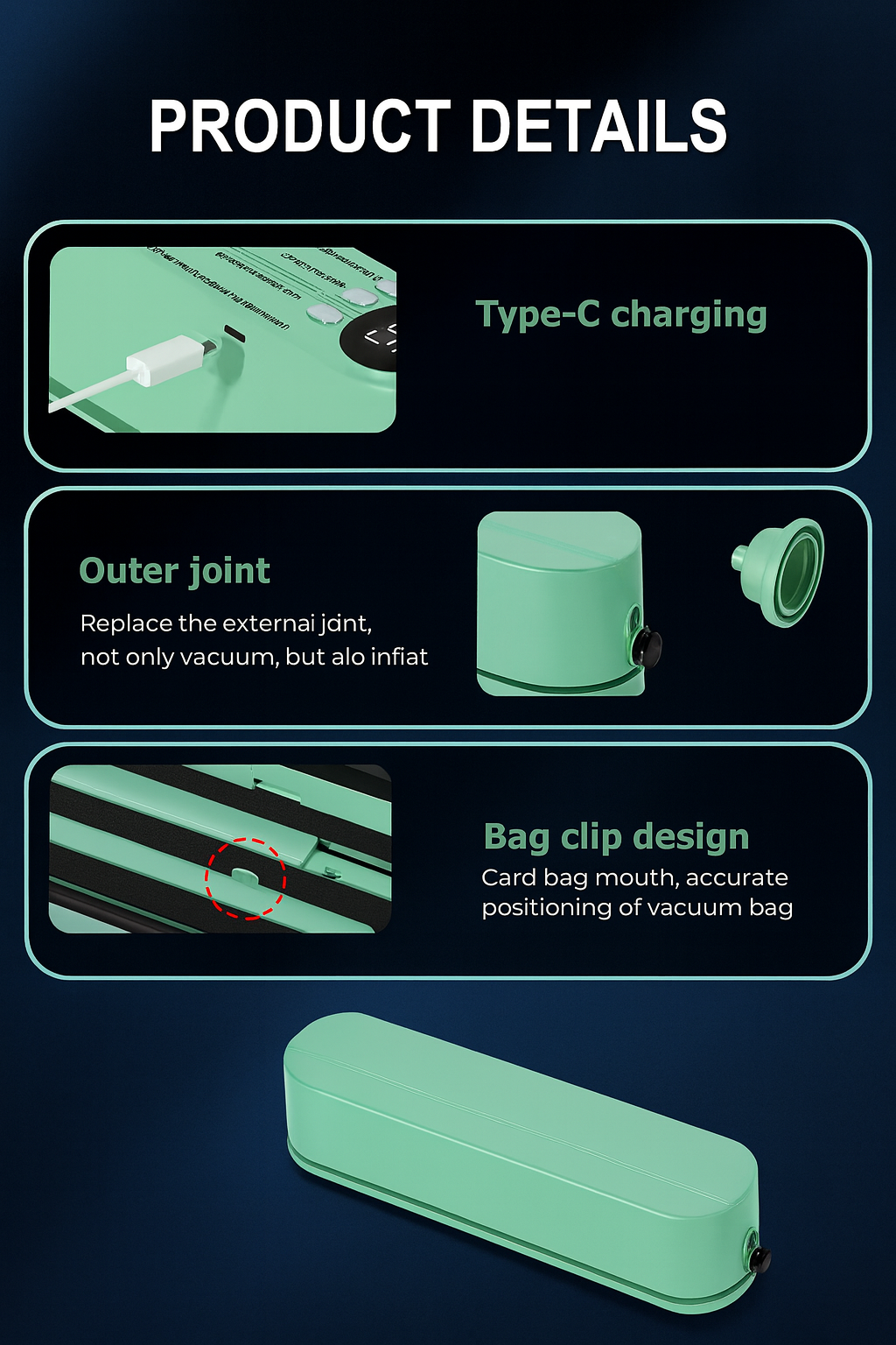 Rechargeable Electric Vacuum Sealer Machine